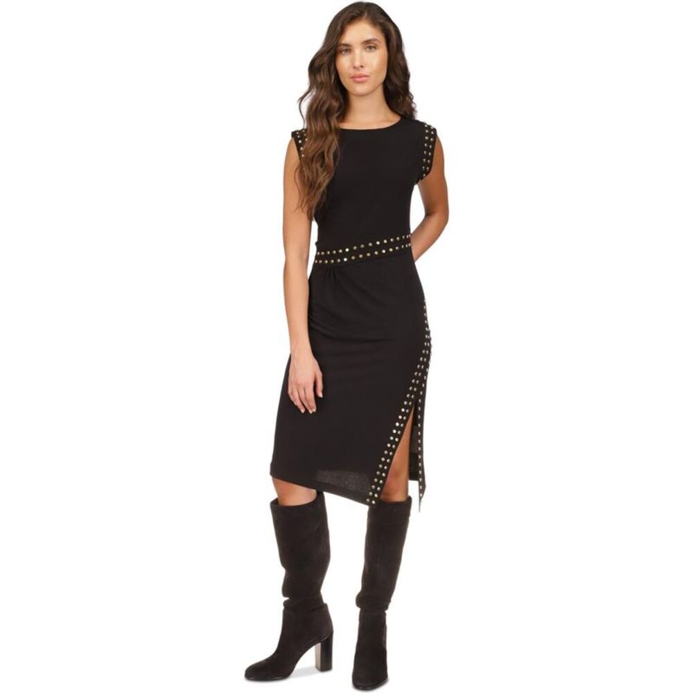 Michael Kors Womens Petite Astor Studded Side-Slit Slit Sheath Midi Dress, NWT